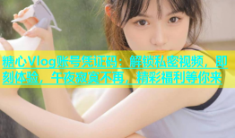糖心Vlog账号凭证码：解锁私密视频，即刻体验，午夜寂寞不再，精彩福利等你来
